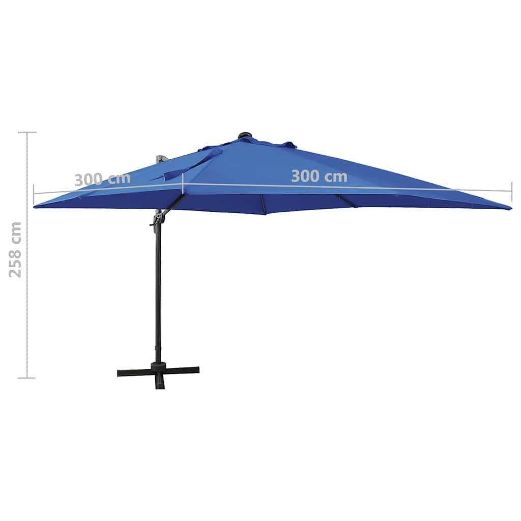 Zweefparasol met paal en LED-verlichting 300 cm azuurblauw is nu te koop bij PeponiXL, paradijselijk wonen!