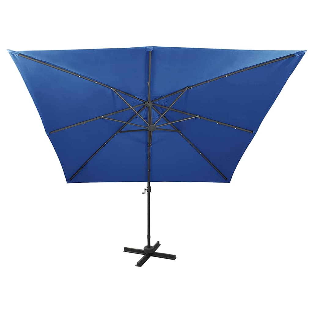 Zweefparasol met paal en LED-verlichting 300 cm azuurblauw is nu te koop bij PeponiXL, paradijselijk wonen!