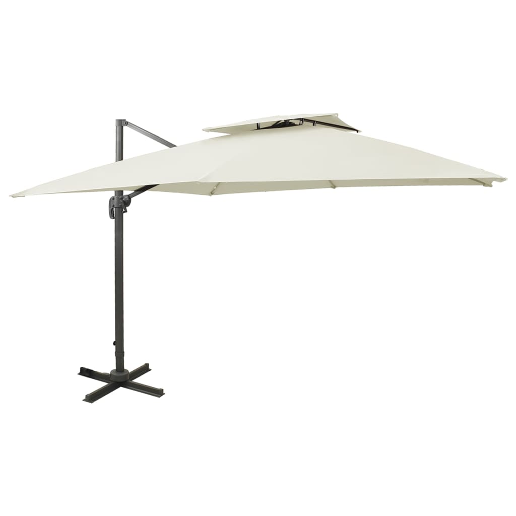 Zwevende parasol met dubbele bovenkant 300x300 cm zandkleur is nu te koop bij PeponiXL, paradijselijk wonen!