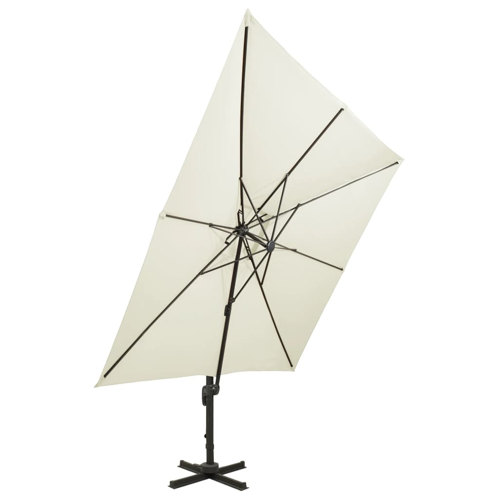 Zwevende parasol met dubbele bovenkant 300x300 cm zandkleur is nu te koop bij PeponiXL, paradijselijk wonen!