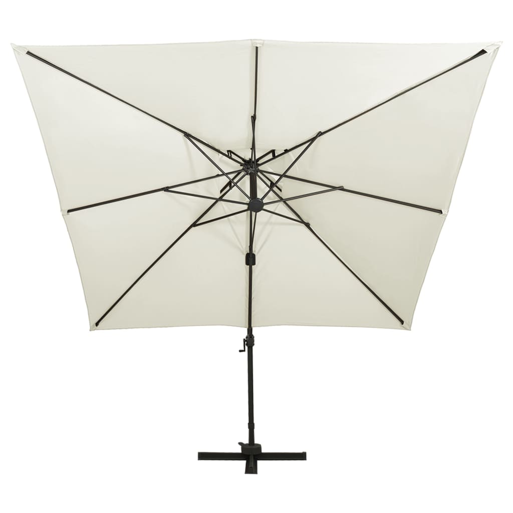 Zwevende parasol met dubbele bovenkant 300x300 cm zandkleur is nu te koop bij PeponiXL, paradijselijk wonen!