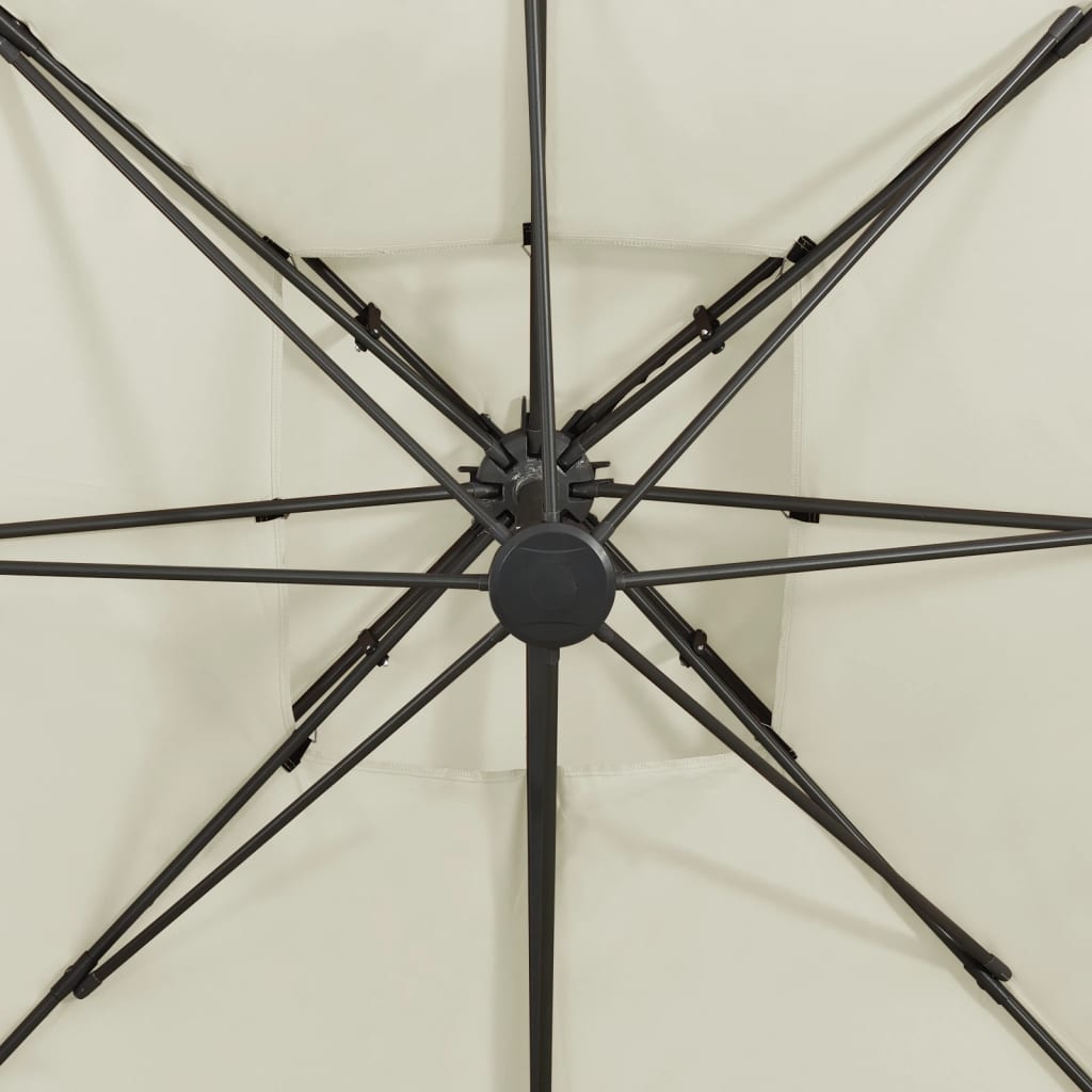 Zwevende parasol met dubbele bovenkant 300x300 cm zandkleur is nu te koop bij PeponiXL, paradijselijk wonen!