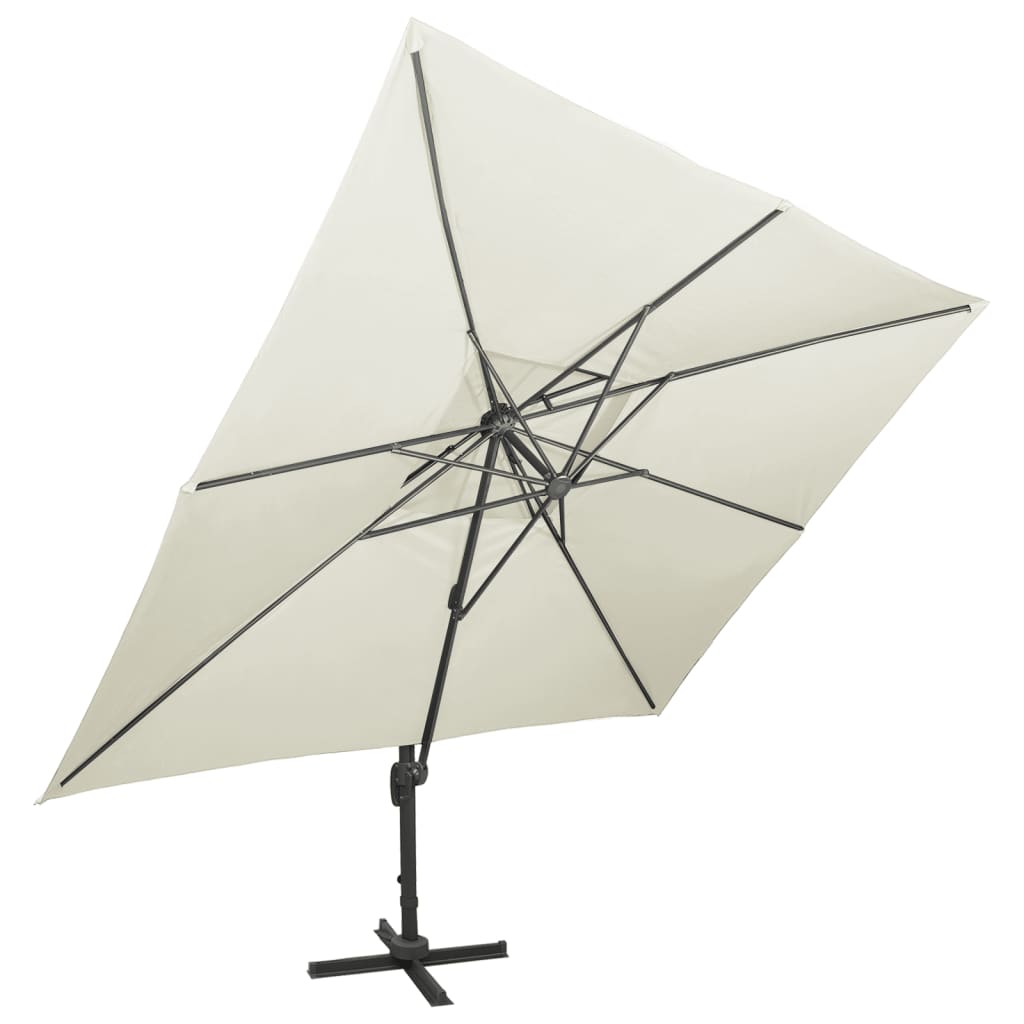 Zwevende parasol met dubbele bovenkant zand 400x300 cm is nu te koop bij PeponiXL, paradijselijk wonen!