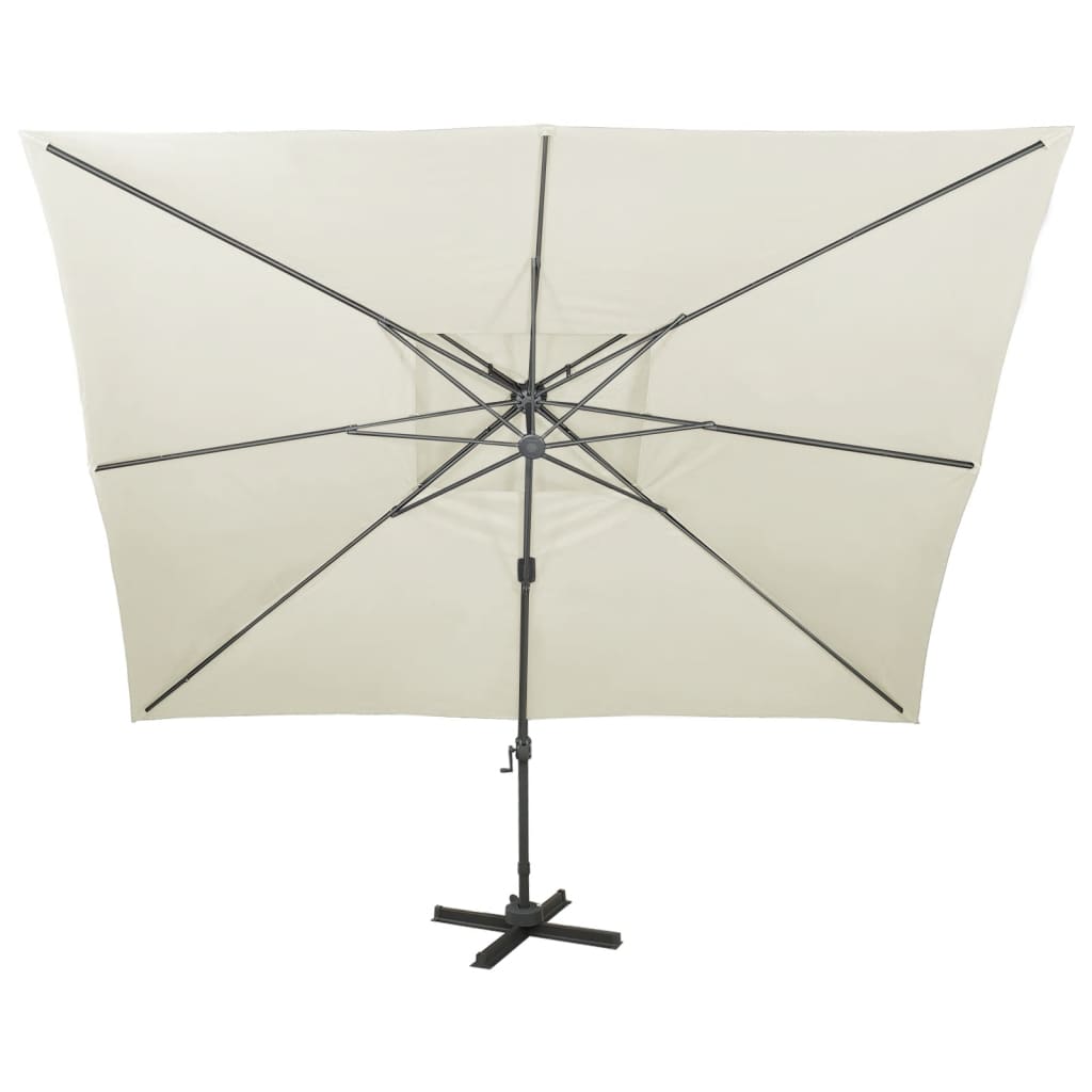 Zwevende parasol met dubbele bovenkant zand 400x300 cm is nu te koop bij PeponiXL, paradijselijk wonen!