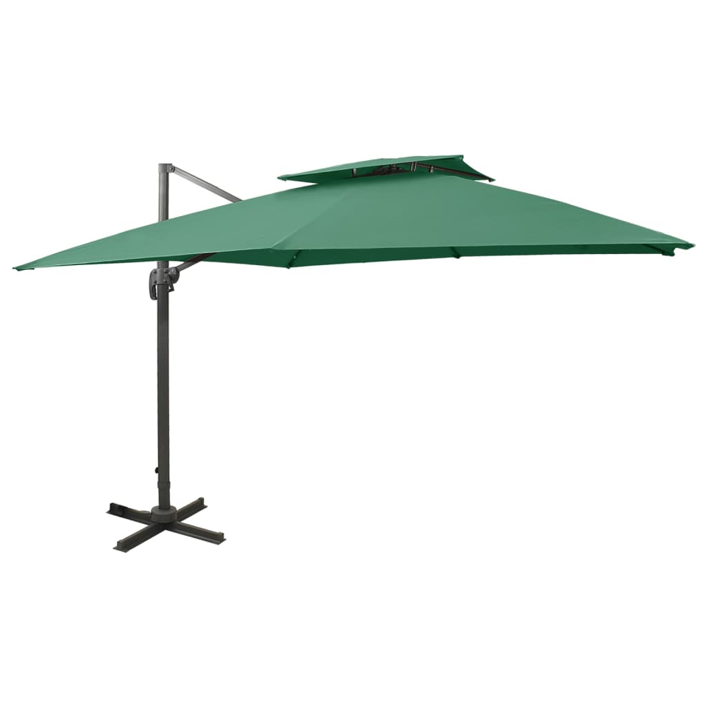 Zweefparasol met dubbel dak 300x300 cm groen is nu te koop bij PeponiXL, paradijselijk wonen!