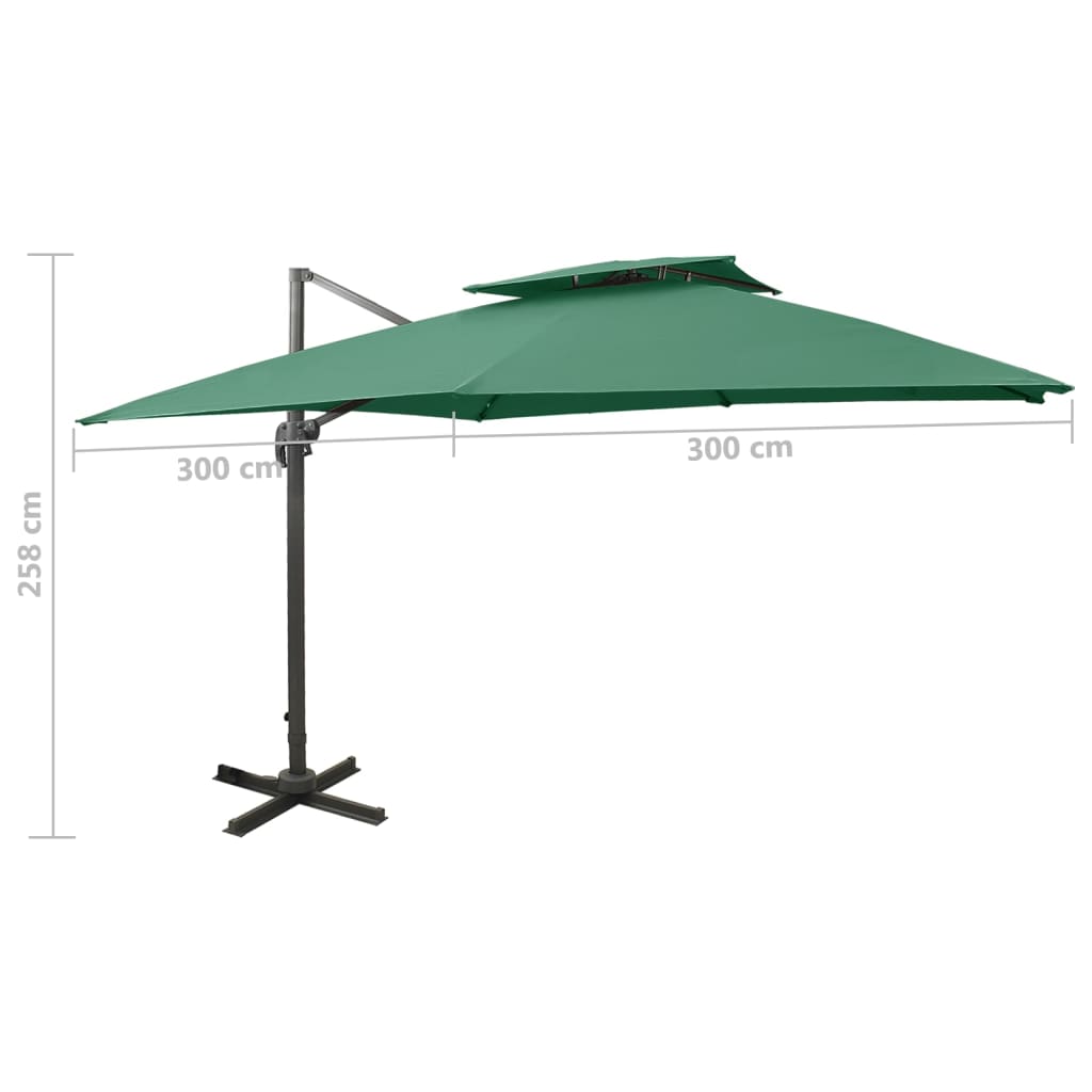 Zweefparasol met dubbel dak 300x300 cm groen is nu te koop bij PeponiXL, paradijselijk wonen!