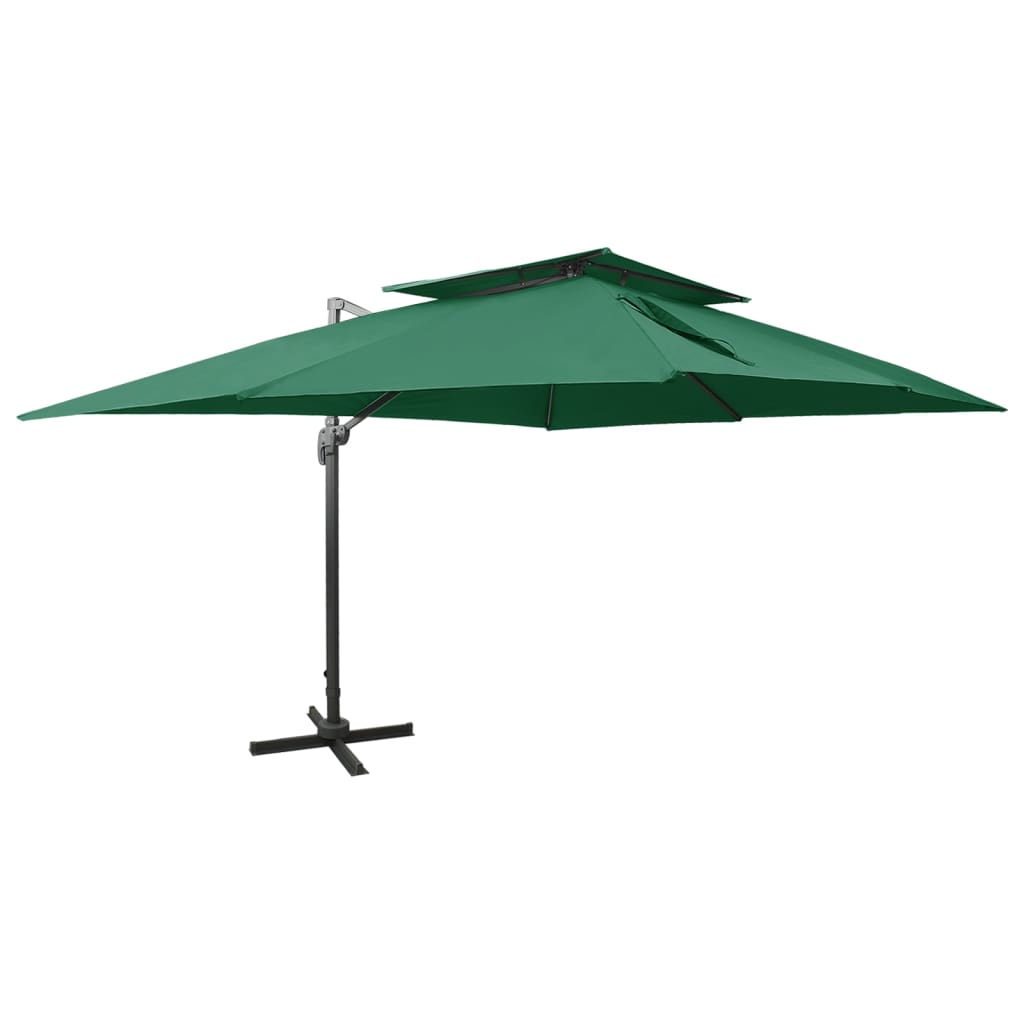 Zweefparasol met dubbel dak 400x300 cm groen is nu te koop bij PeponiXL, paradijselijk wonen!