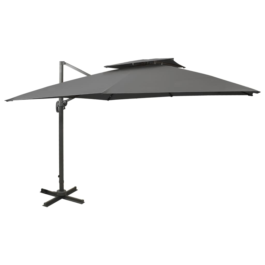 Zweefparasol met dubbel dak 300x300 cm antracietkleurig is nu te koop bij PeponiXL, paradijselijk wonen!
