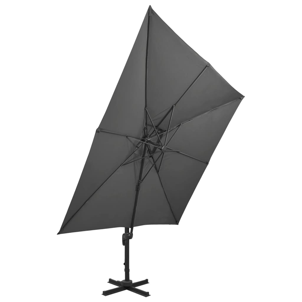 Zweefparasol met dubbel dak 300x300 cm antracietkleurig is nu te koop bij PeponiXL, paradijselijk wonen!