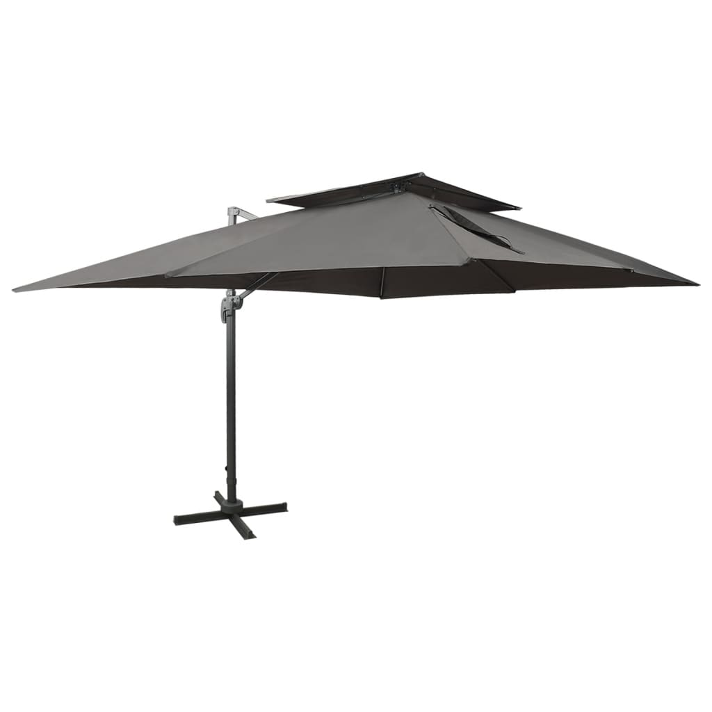 Zwevende parasol met dubbele bovenkant antraciet 400x300 cm is nu te koop bij PeponiXL, paradijselijk wonen!