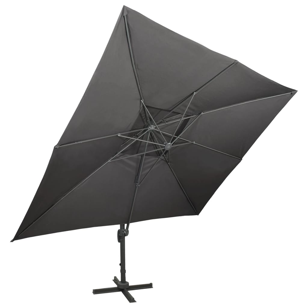 Zwevende parasol met dubbele bovenkant antraciet 400x300 cm is nu te koop bij PeponiXL, paradijselijk wonen!