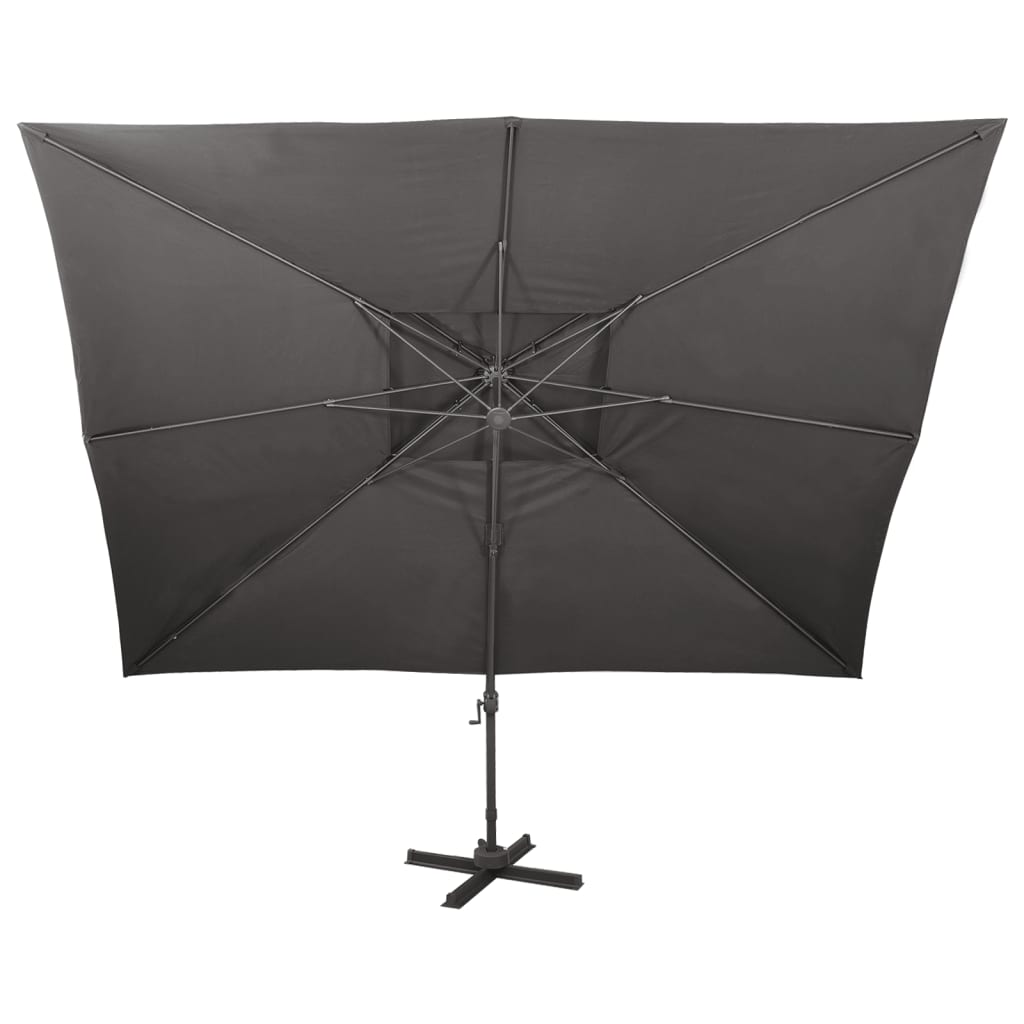 Zwevende parasol met dubbele bovenkant antraciet 400x300 cm is nu te koop bij PeponiXL, paradijselijk wonen!