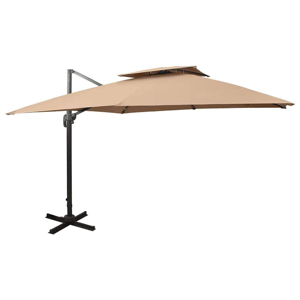 Zwevende parasol met dubbele bovenkant 300x300 cm taupe is nu te koop bij PeponiXL, paradijselijk wonen!