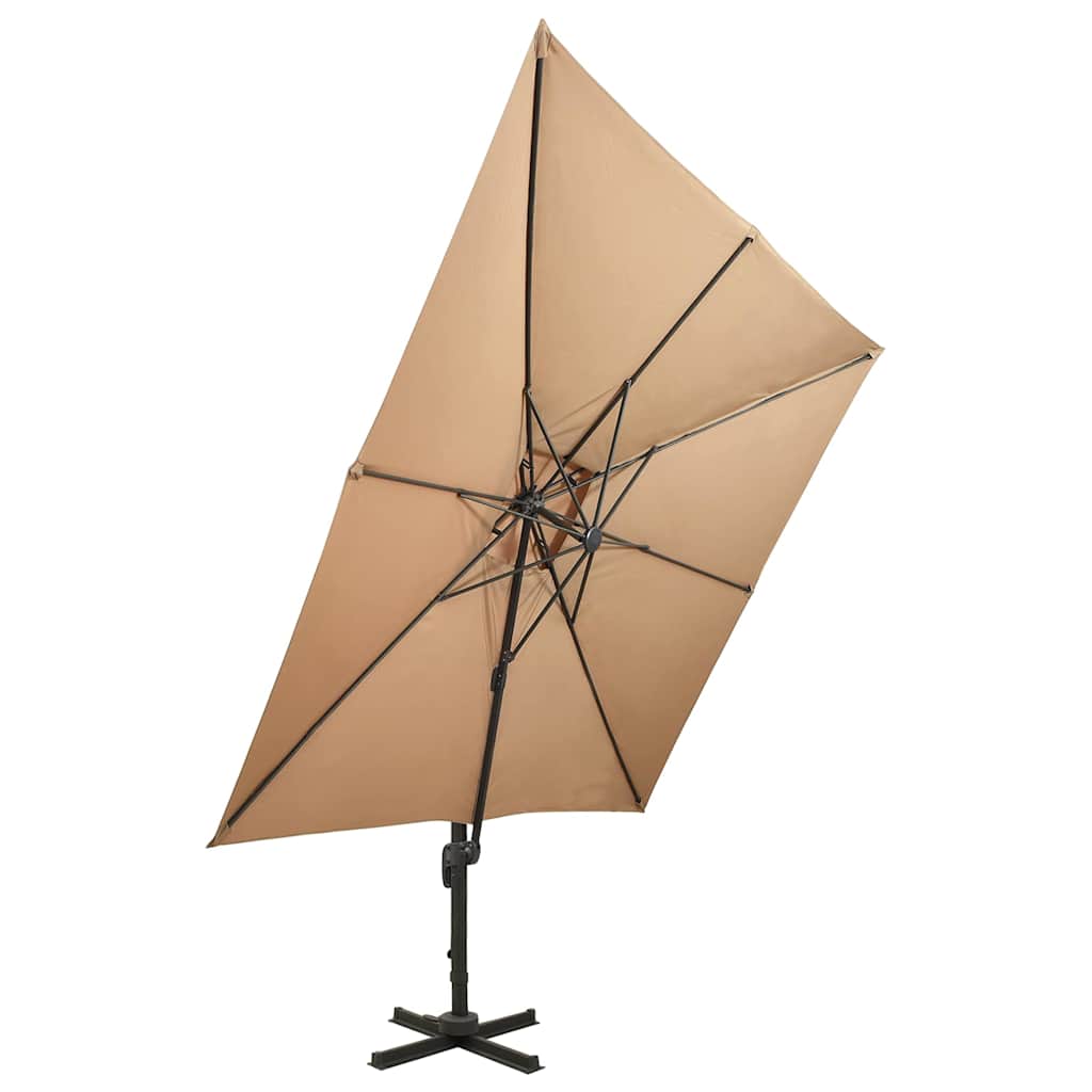 Zwevende parasol met dubbele bovenkant 300x300 cm taupe is nu te koop bij PeponiXL, paradijselijk wonen!
