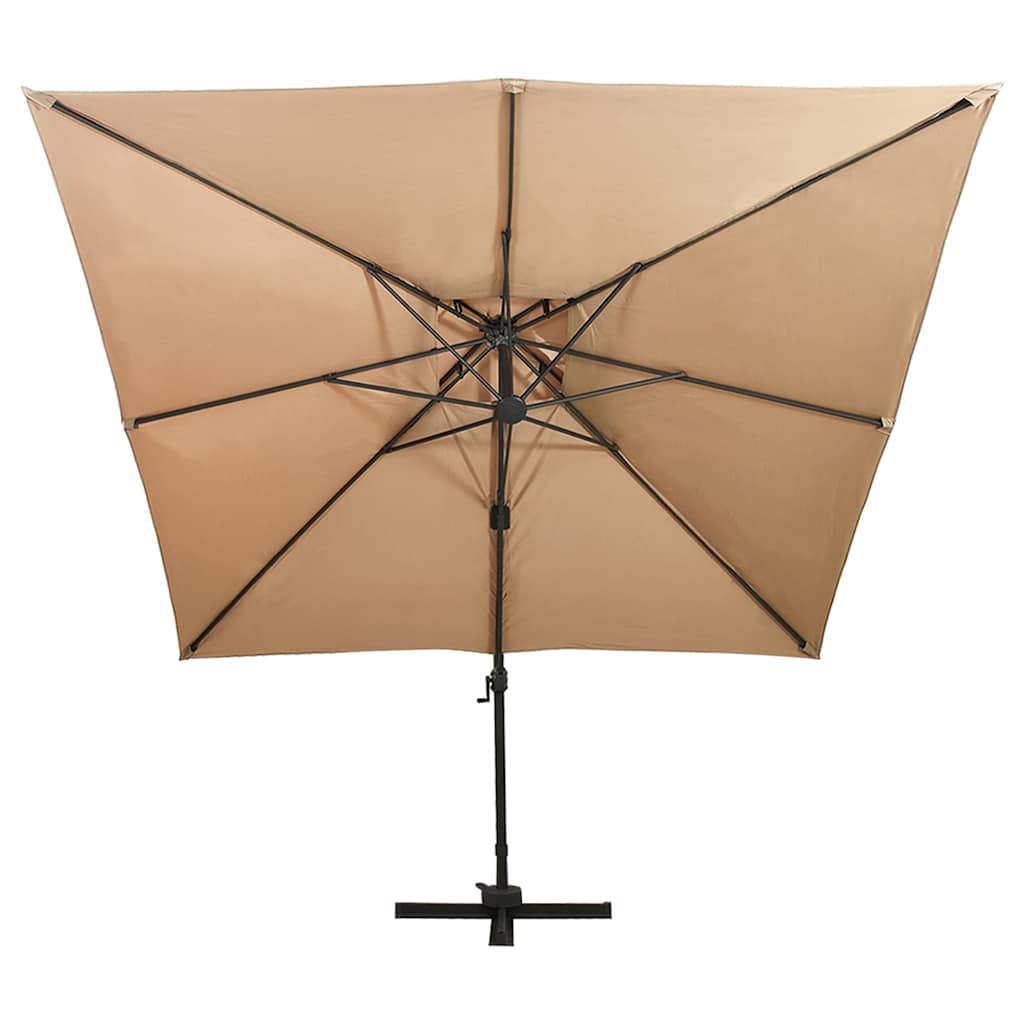 Zwevende parasol met dubbele bovenkant 300x300 cm taupe is nu te koop bij PeponiXL, paradijselijk wonen!