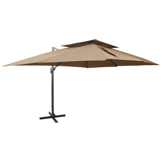 Zweefparasol met dubbel dak 400x300 cm taupe is nu te koop bij PeponiXL, paradijselijk wonen!