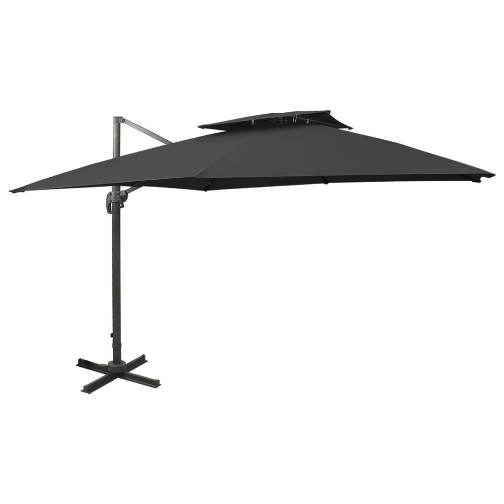 Zweefparasol met dubbel dak 300x300 cm zwart is nu te koop bij PeponiXL, paradijselijk wonen!