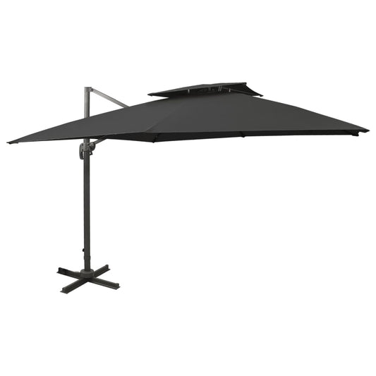 Zweefparasol met dubbel dak 300x300 cm zwart is nu te koop bij PeponiXL, paradijselijk wonen!