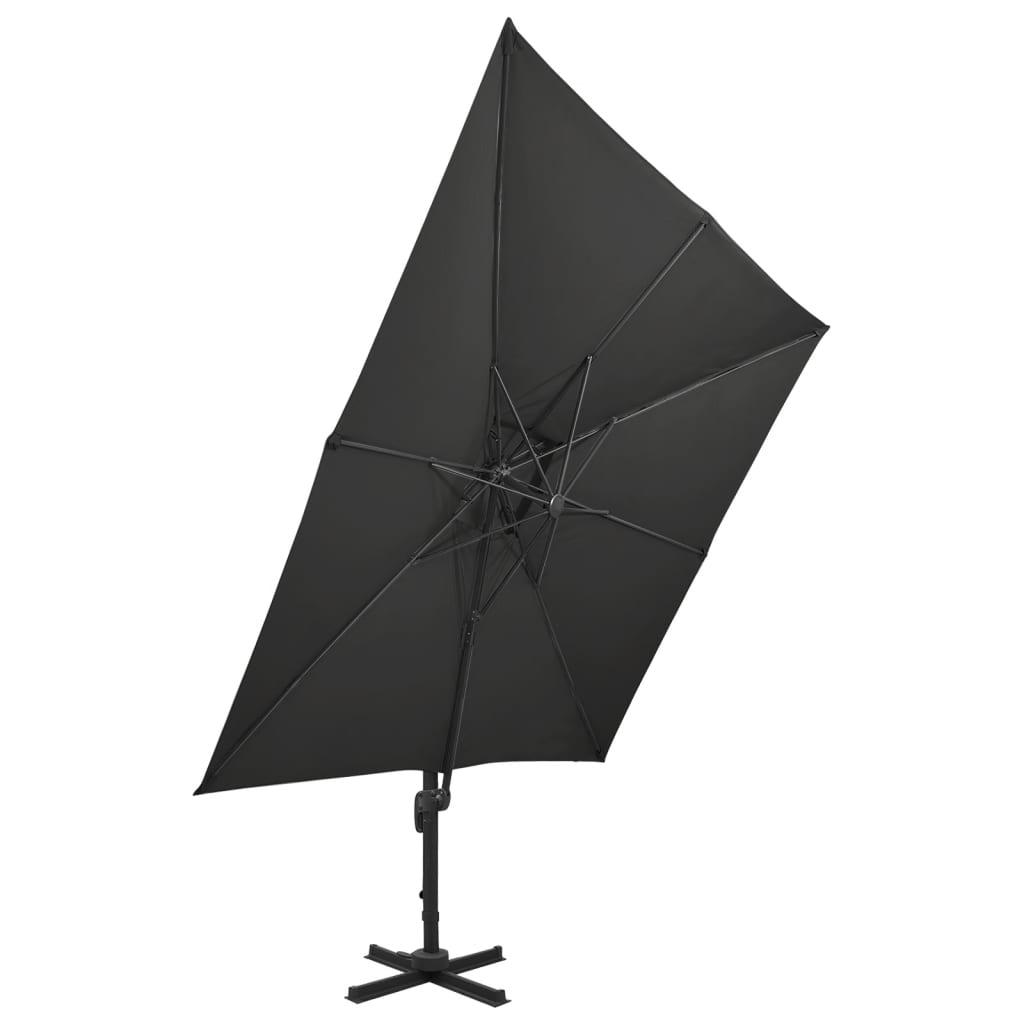 Zweefparasol met dubbel dak 300x300 cm zwart is nu te koop bij PeponiXL, paradijselijk wonen!