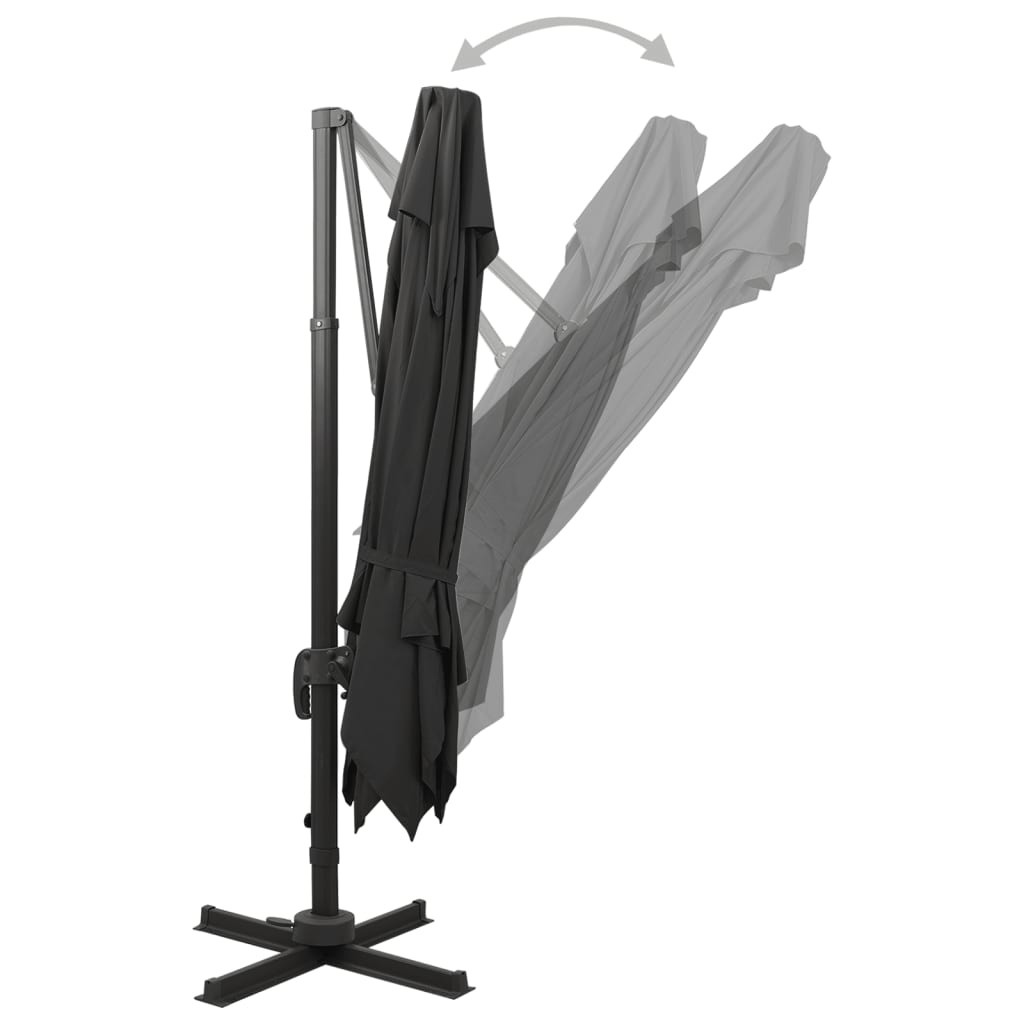 Zweefparasol met dubbel dak 300x300 cm zwart is nu te koop bij PeponiXL, paradijselijk wonen!