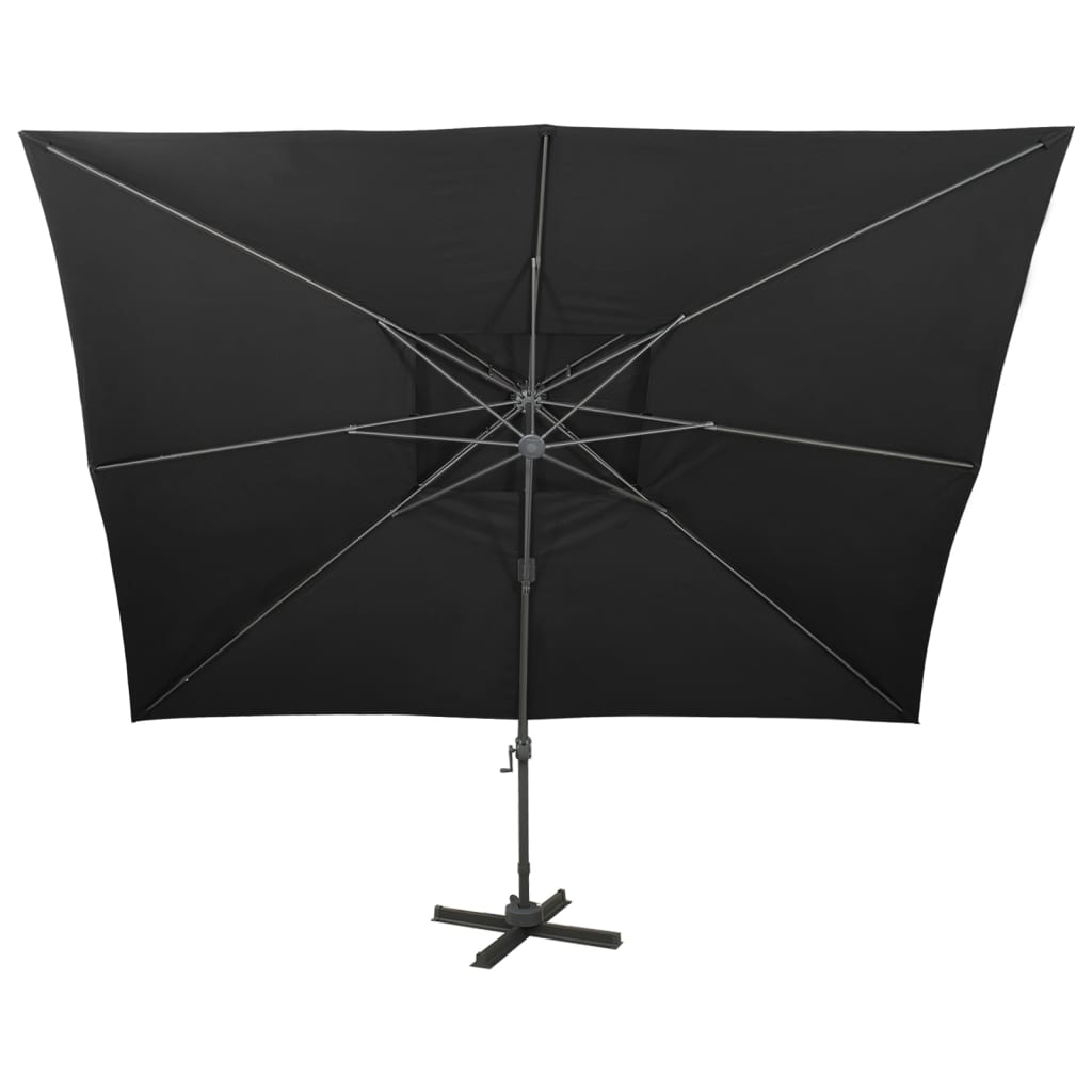 Zwevende parasol met dubbele bovenkant zwart 400x300 cm is nu te koop bij PeponiXL, paradijselijk wonen!