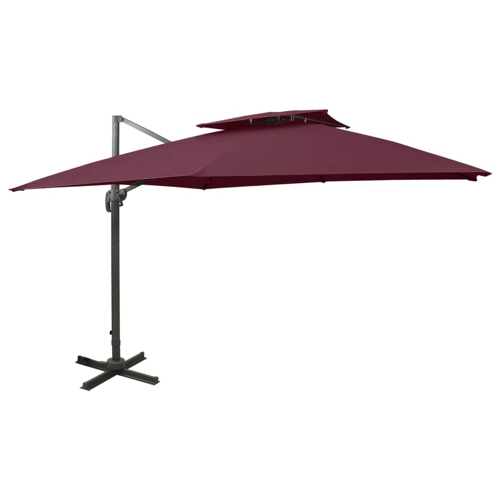 Zweefparasol met dubbel dak 300x300 cm bordeauxrood is nu te koop bij PeponiXL, paradijselijk wonen!