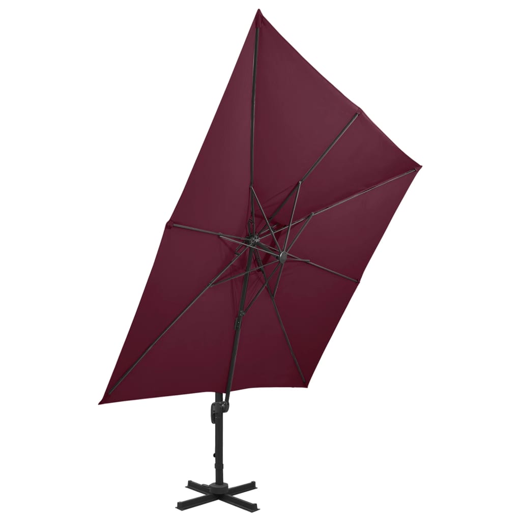 Zweefparasol met dubbel dak 300x300 cm bordeauxrood is nu te koop bij PeponiXL, paradijselijk wonen!