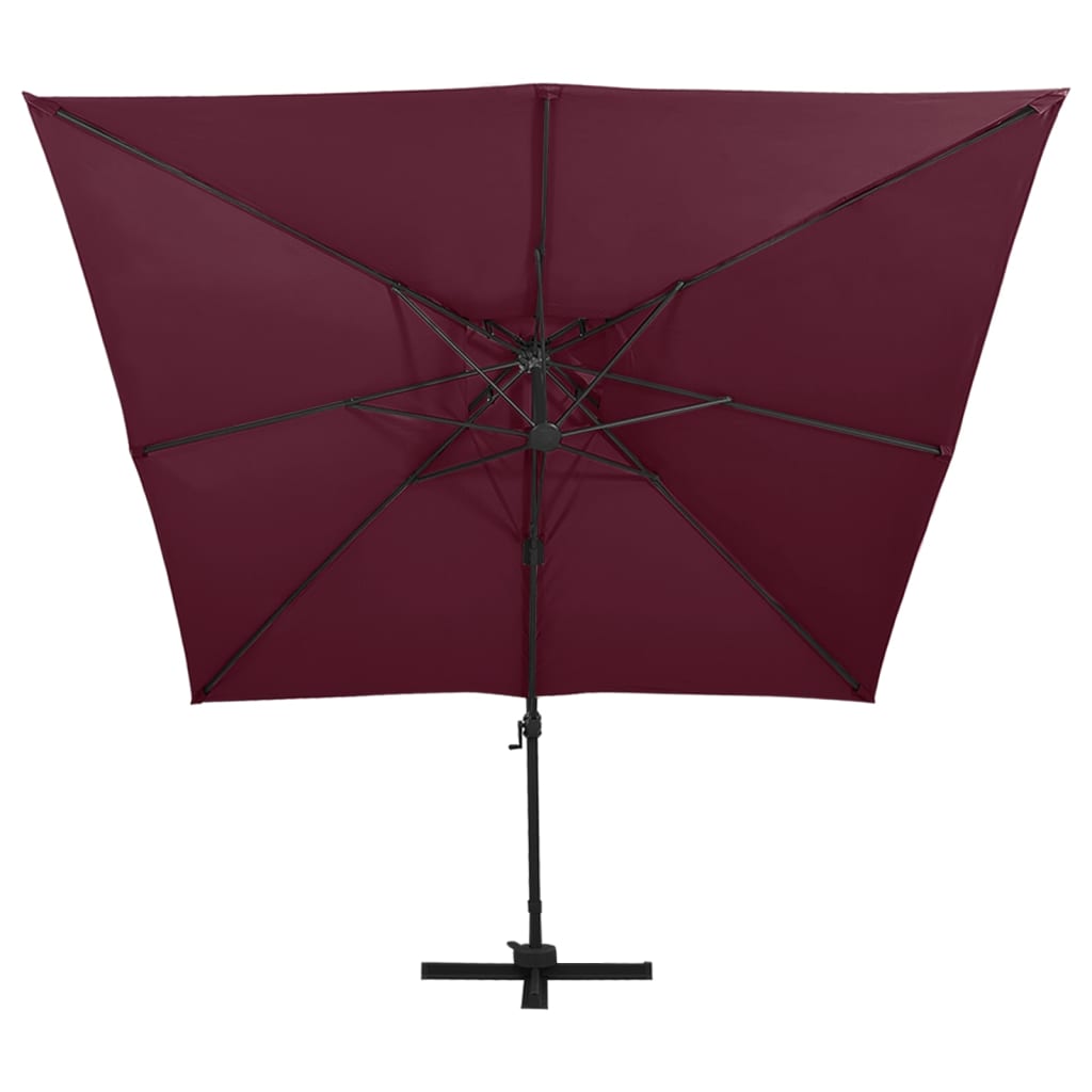 Zweefparasol met dubbel dak 300x300 cm bordeauxrood is nu te koop bij PeponiXL, paradijselijk wonen!