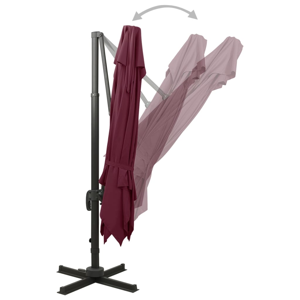 Zweefparasol met dubbel dak 300x300 cm bordeauxrood is nu te koop bij PeponiXL, paradijselijk wonen!