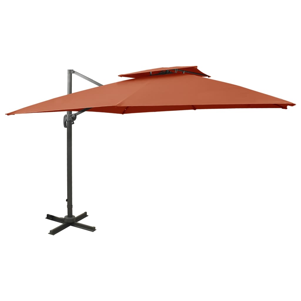 Zweefparasol met dubbel dak 300x300 cm terracottakleurig is nu te koop bij PeponiXL, paradijselijk wonen!