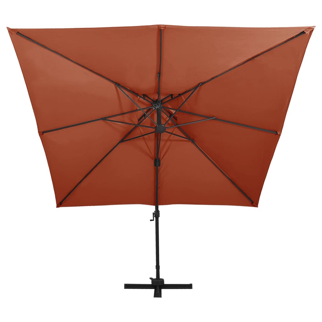 Zweefparasol met dubbel dak 300x300 cm terracottakleurig is nu te koop bij PeponiXL, paradijselijk wonen!