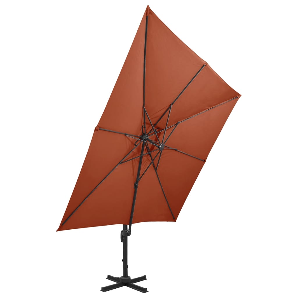 Zweefparasol met dubbel dak 300x300 cm terracottakleurig is nu te koop bij PeponiXL, paradijselijk wonen!