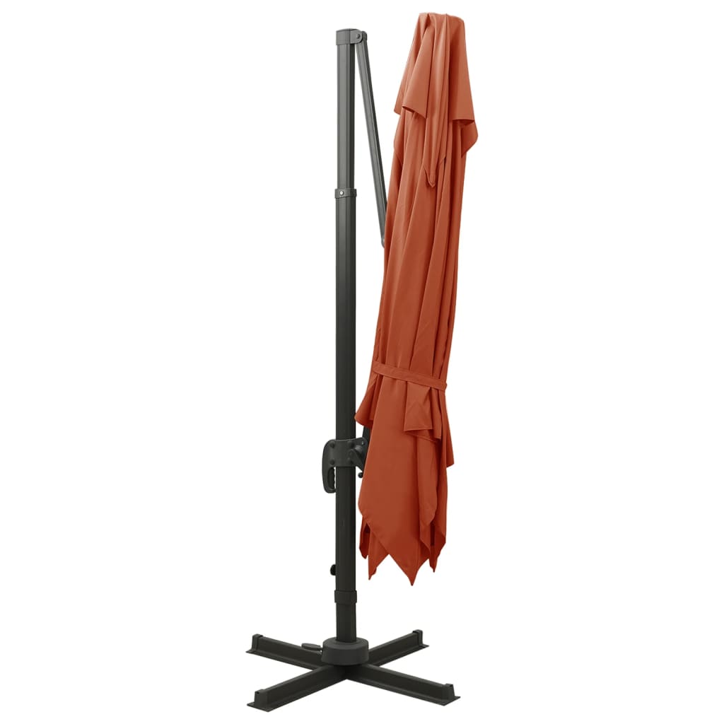 Zweefparasol met dubbel dak 300x300 cm terracottakleurig is nu te koop bij PeponiXL, paradijselijk wonen!