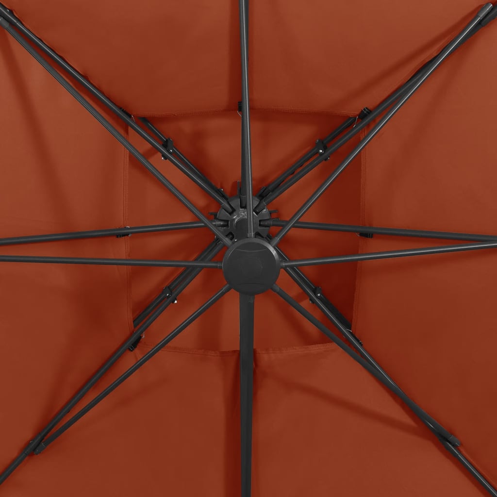 Zweefparasol met dubbel dak 300x300 cm terracottakleurig is nu te koop bij PeponiXL, paradijselijk wonen!