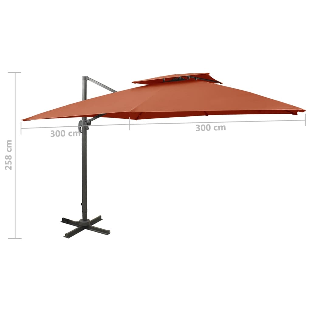 Zweefparasol met dubbel dak 300x300 cm terracottakleurig is nu te koop bij PeponiXL, paradijselijk wonen!