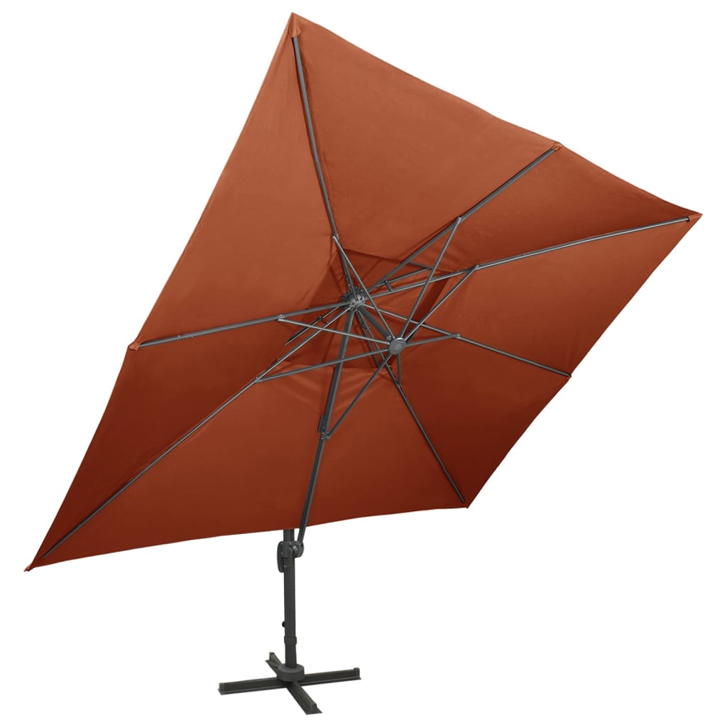 Zwevende parasol met dubbele bovenkant terracotta 400x300 cm is nu te koop bij PeponiXL, paradijselijk wonen!