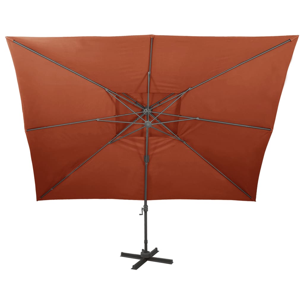 Zwevende parasol met dubbele bovenkant terracotta 400x300 cm is nu te koop bij PeponiXL, paradijselijk wonen!