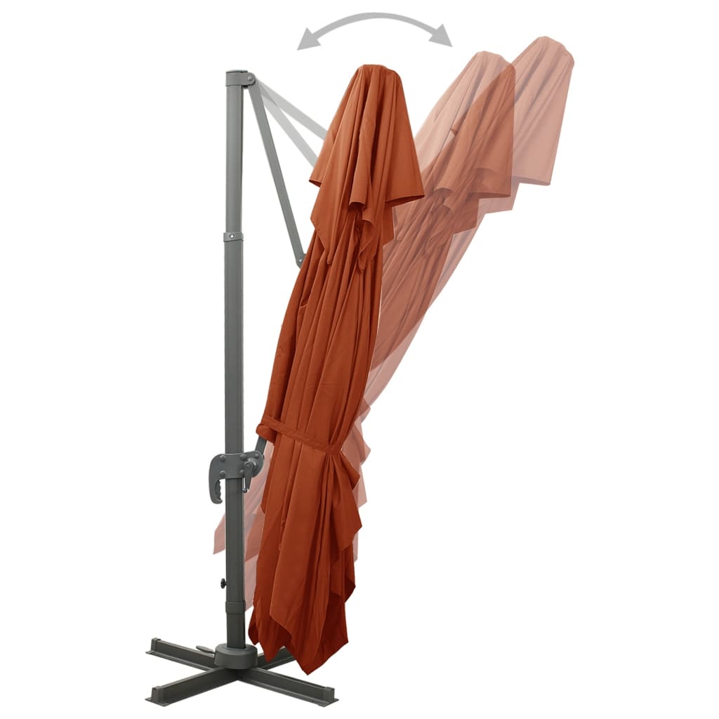 Zwevende parasol met dubbele bovenkant terracotta 400x300 cm is nu te koop bij PeponiXL, paradijselijk wonen!