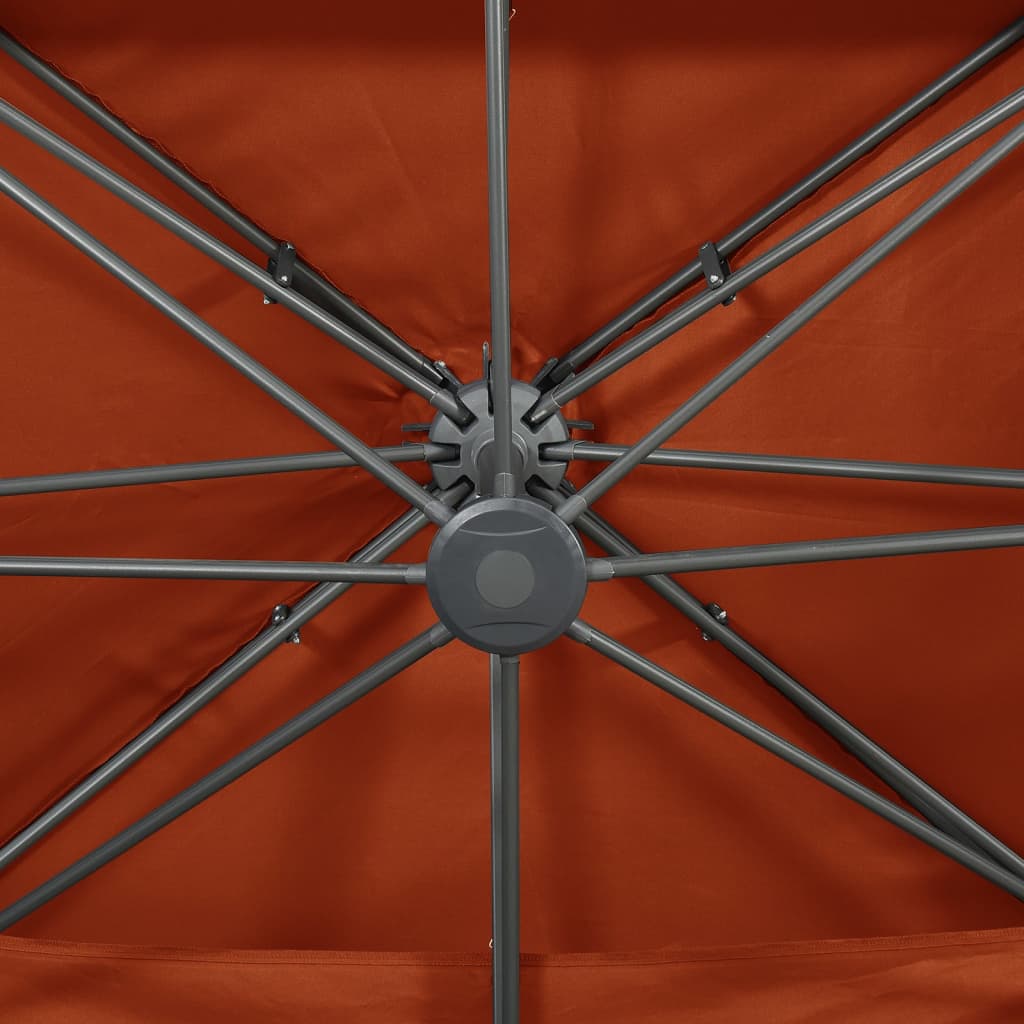 Zwevende parasol met dubbele bovenkant terracotta 400x300 cm is nu te koop bij PeponiXL, paradijselijk wonen!