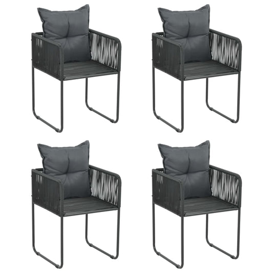 Tuinstoelen 4 st met kussens poly rattan zwart is nu te koop bij PeponiXL, paradijselijk wonen!