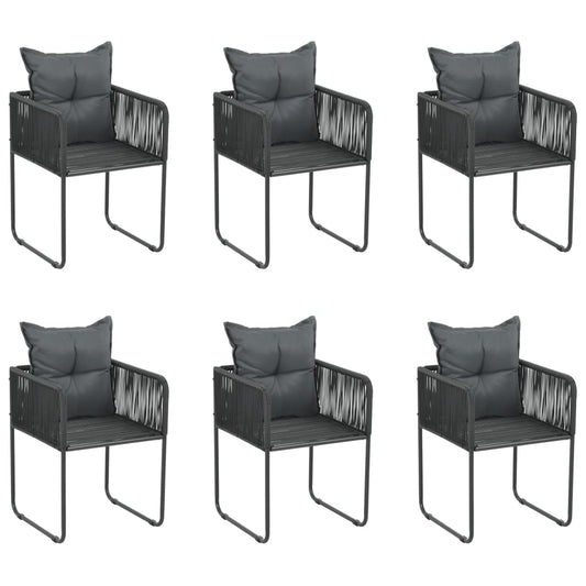 Tuinstoelen 6 st met kussens poly rattan zwart is nu te koop bij PeponiXL, paradijselijk wonen!