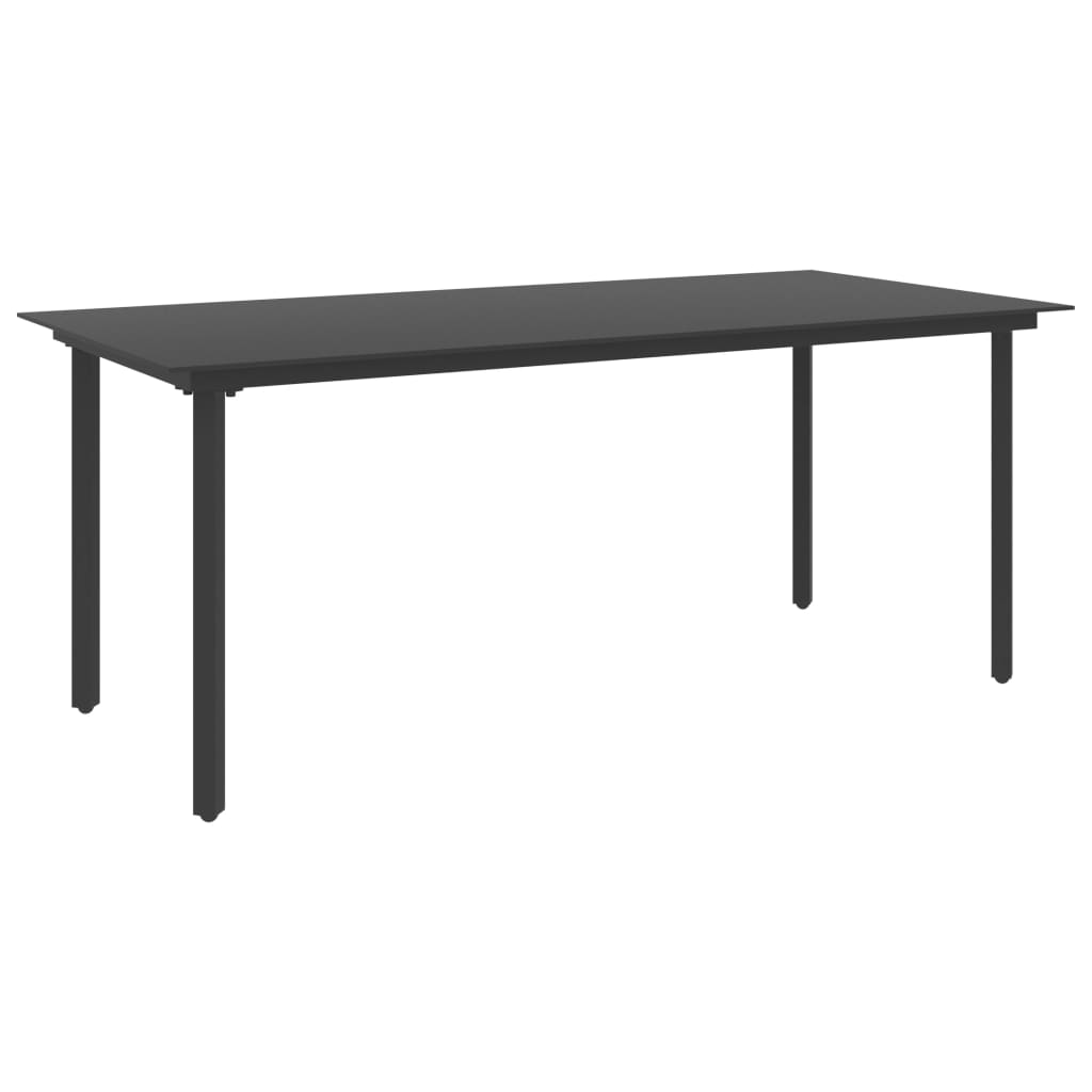 Tuintafel 190x90x74 cm staal en glas zwart is nu te koop bij PeponiXL, paradijselijk wonen!