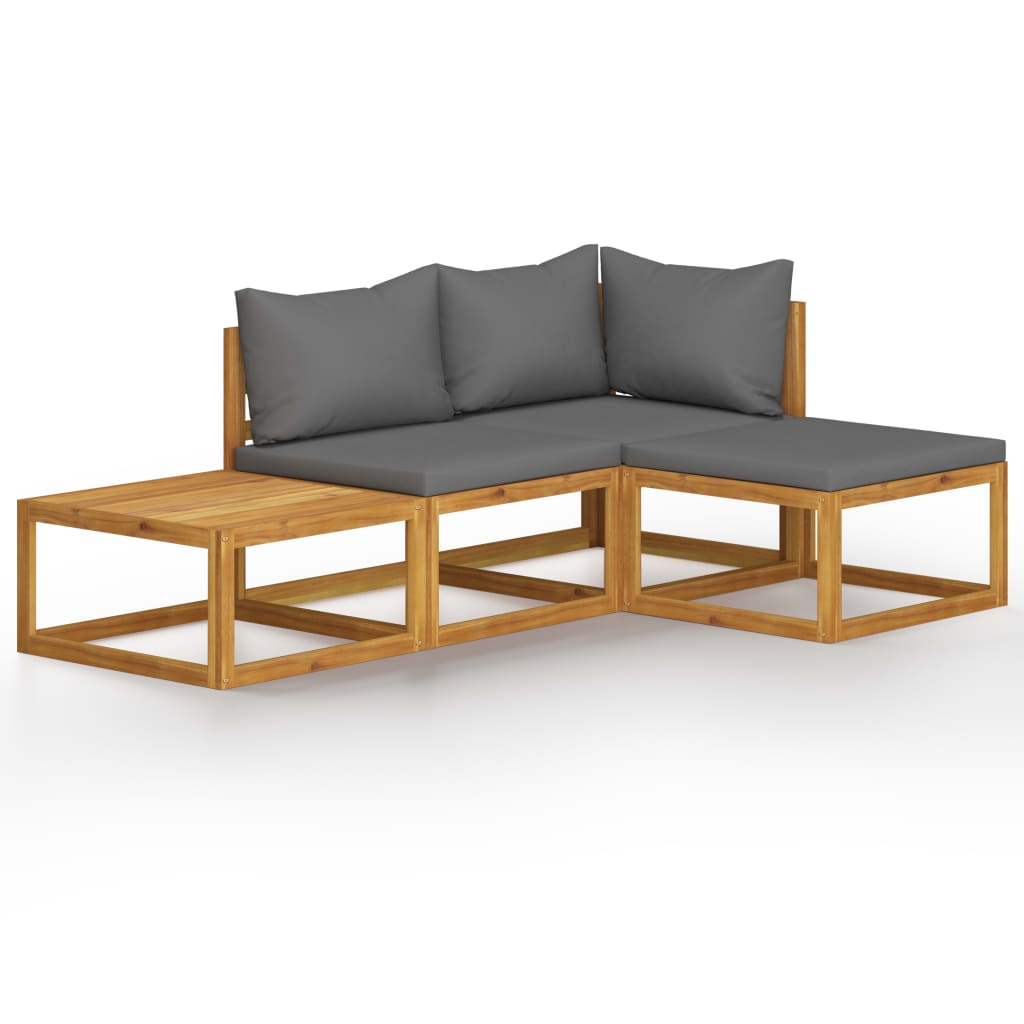 4-delige Loungeset met kussens massief acaciahout is nu te koop bij PeponiXL, paradijselijk wonen!