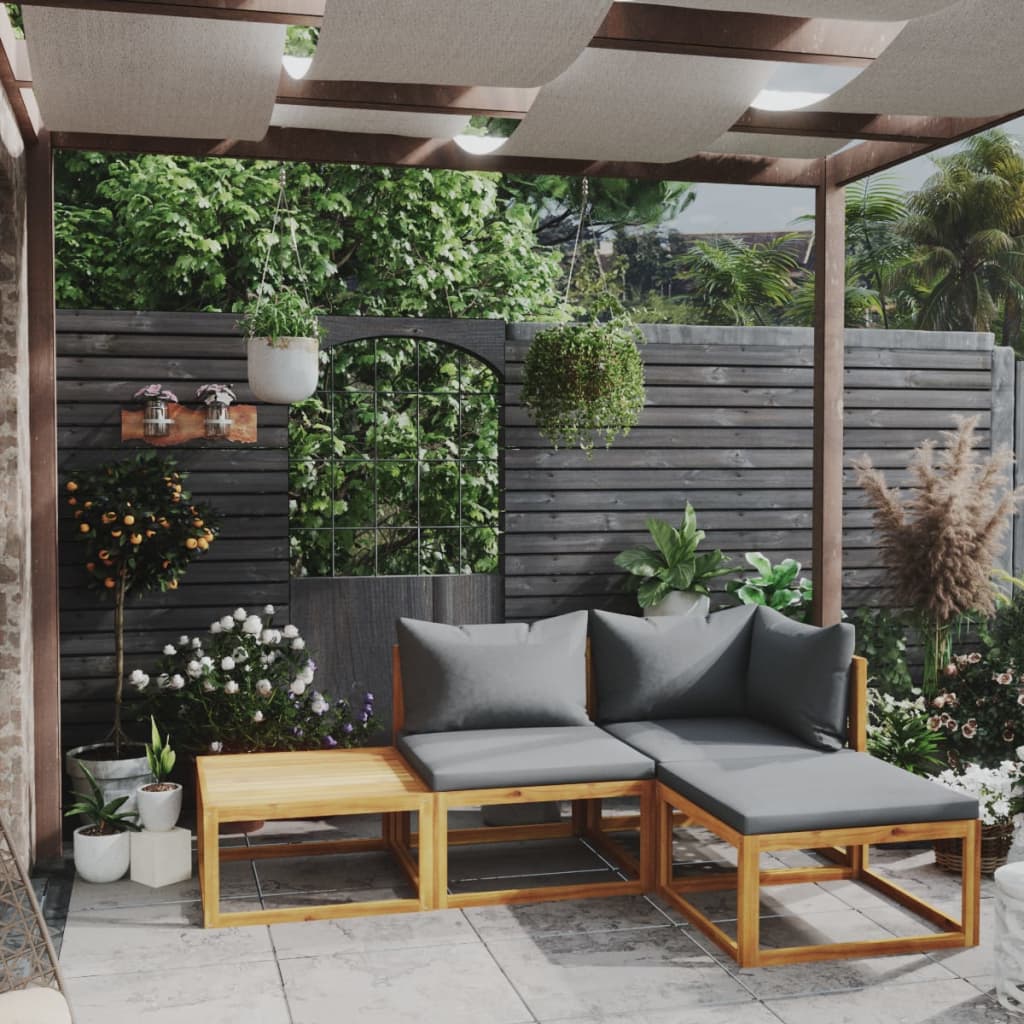 4-delige Loungeset met kussens massief acaciahout is nu te koop bij PeponiXL, paradijselijk wonen!