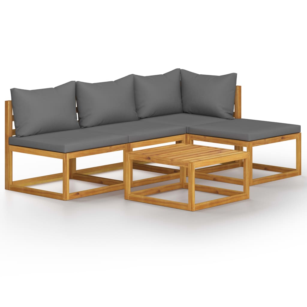 5-delige Loungeset met kussens massief acaciahout is nu te koop bij PeponiXL, paradijselijk wonen!