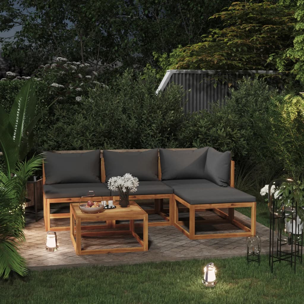 5-delige Loungeset met kussens massief acaciahout is nu te koop bij PeponiXL, paradijselijk wonen!