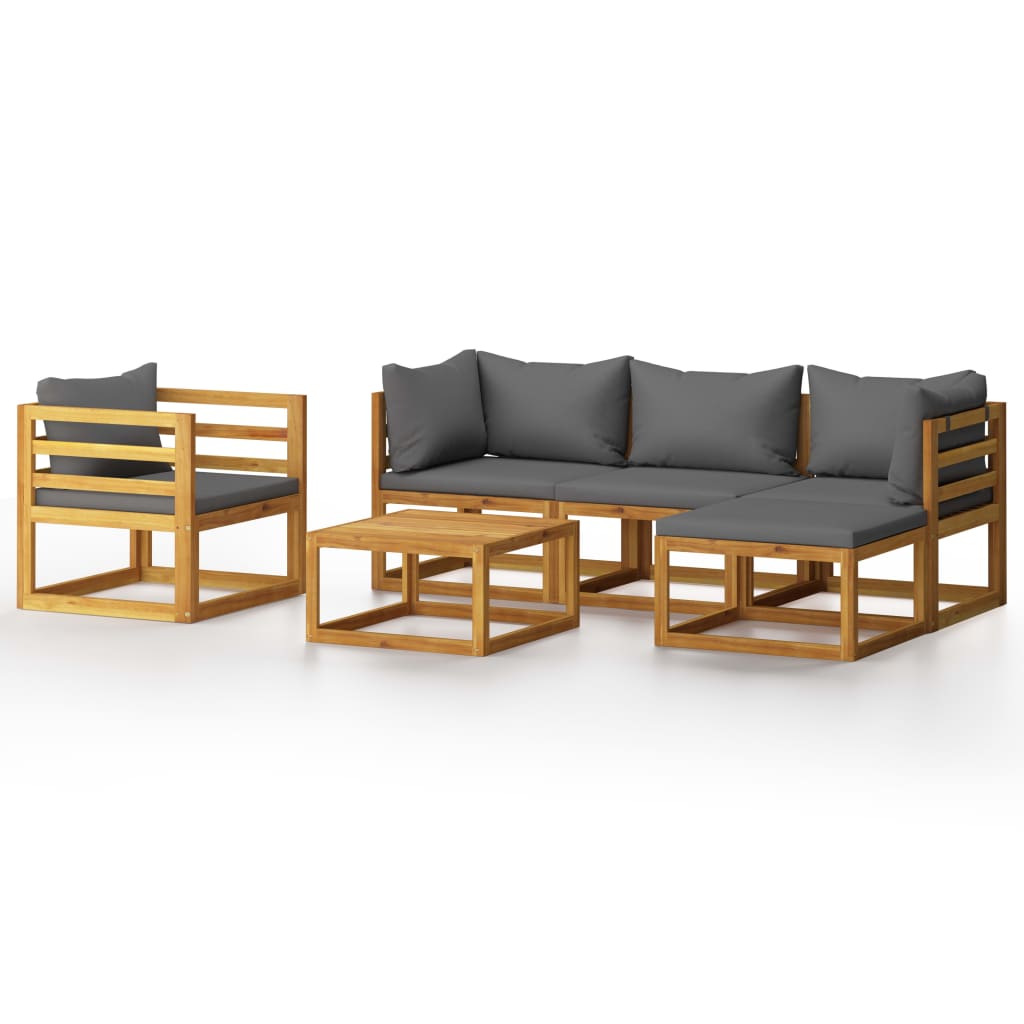 6-delige Loungeset met kussens massief acaciahout is nu te koop bij PeponiXL, paradijselijk wonen!