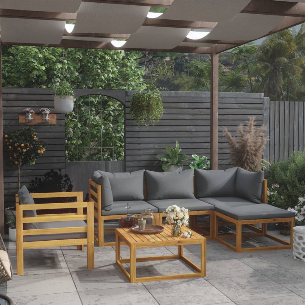 6-delige Loungeset met kussens massief acaciahout is nu te koop bij PeponiXL, paradijselijk wonen!