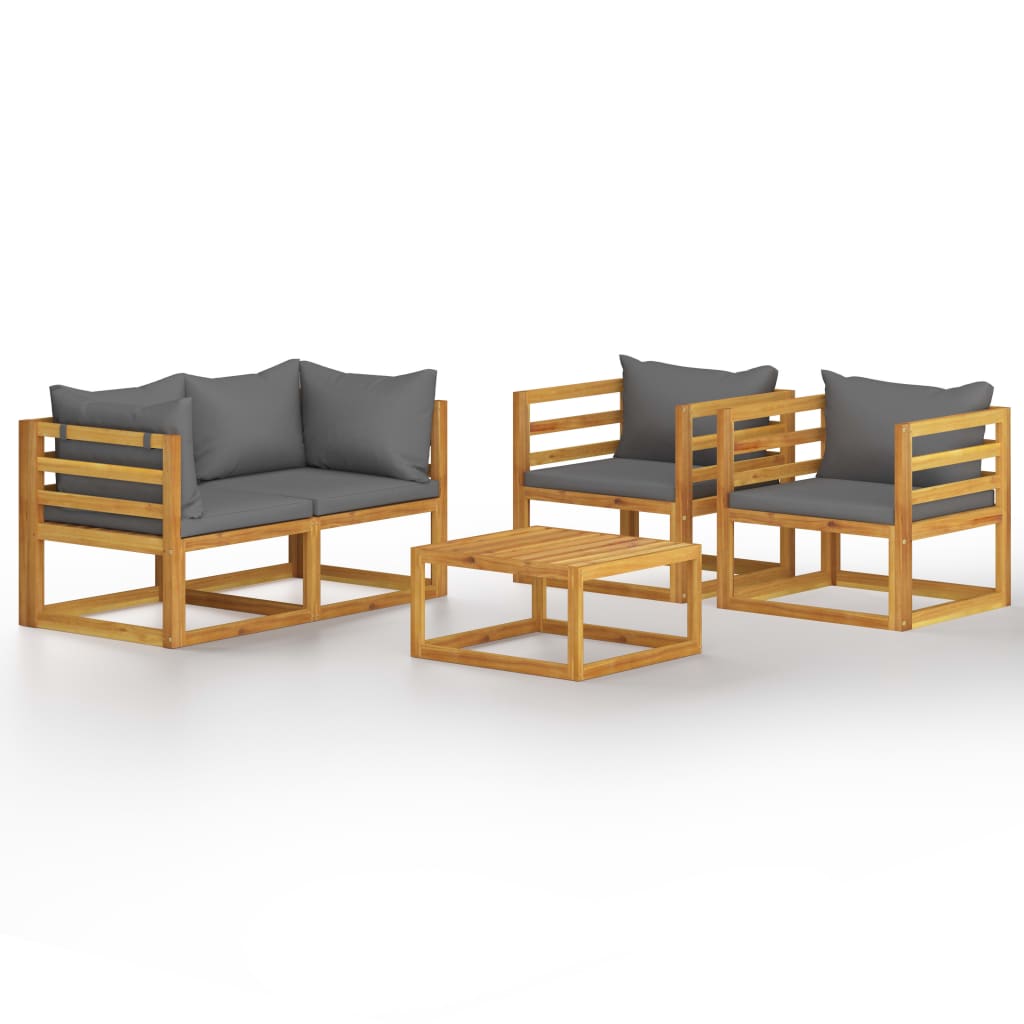 5-delige Loungeset met kussens massief acaciahout is nu te koop bij PeponiXL, paradijselijk wonen!