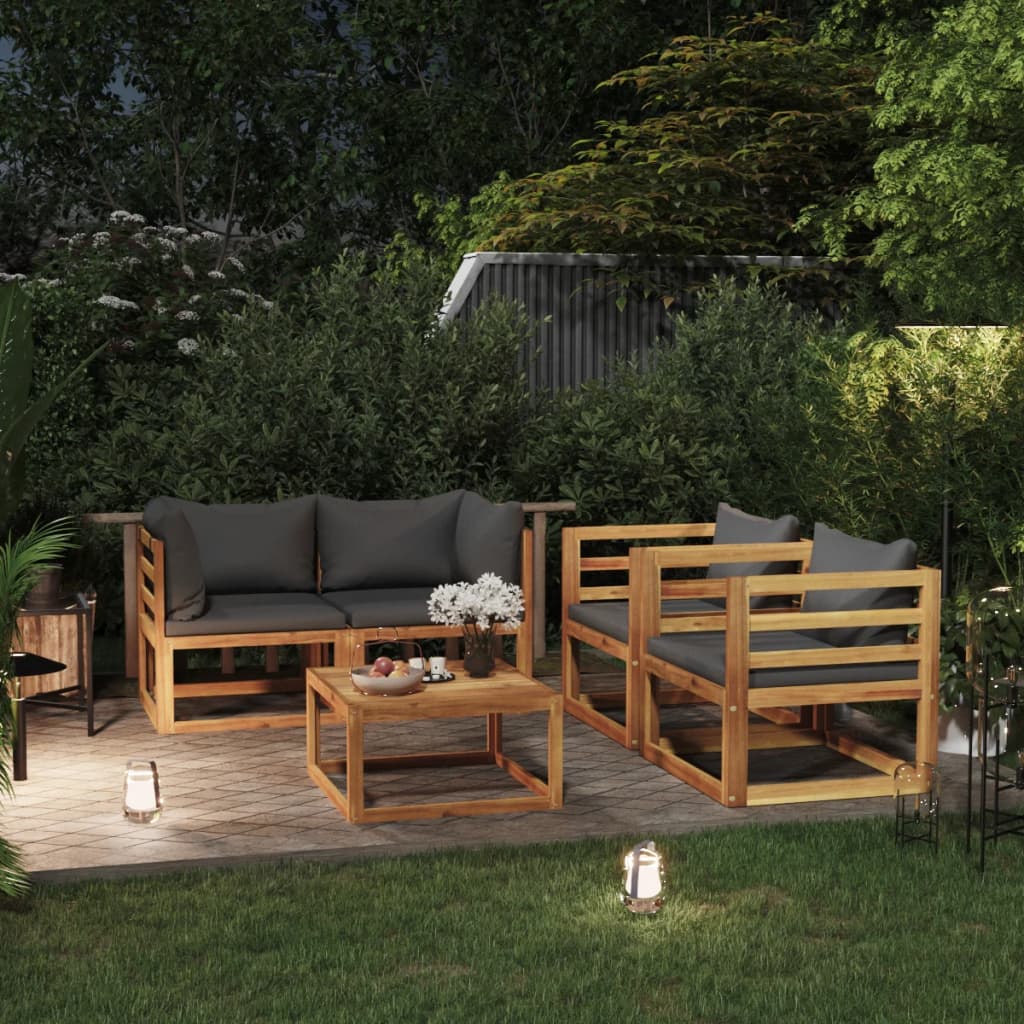 5-delige Loungeset met kussens massief acaciahout is nu te koop bij PeponiXL, paradijselijk wonen!